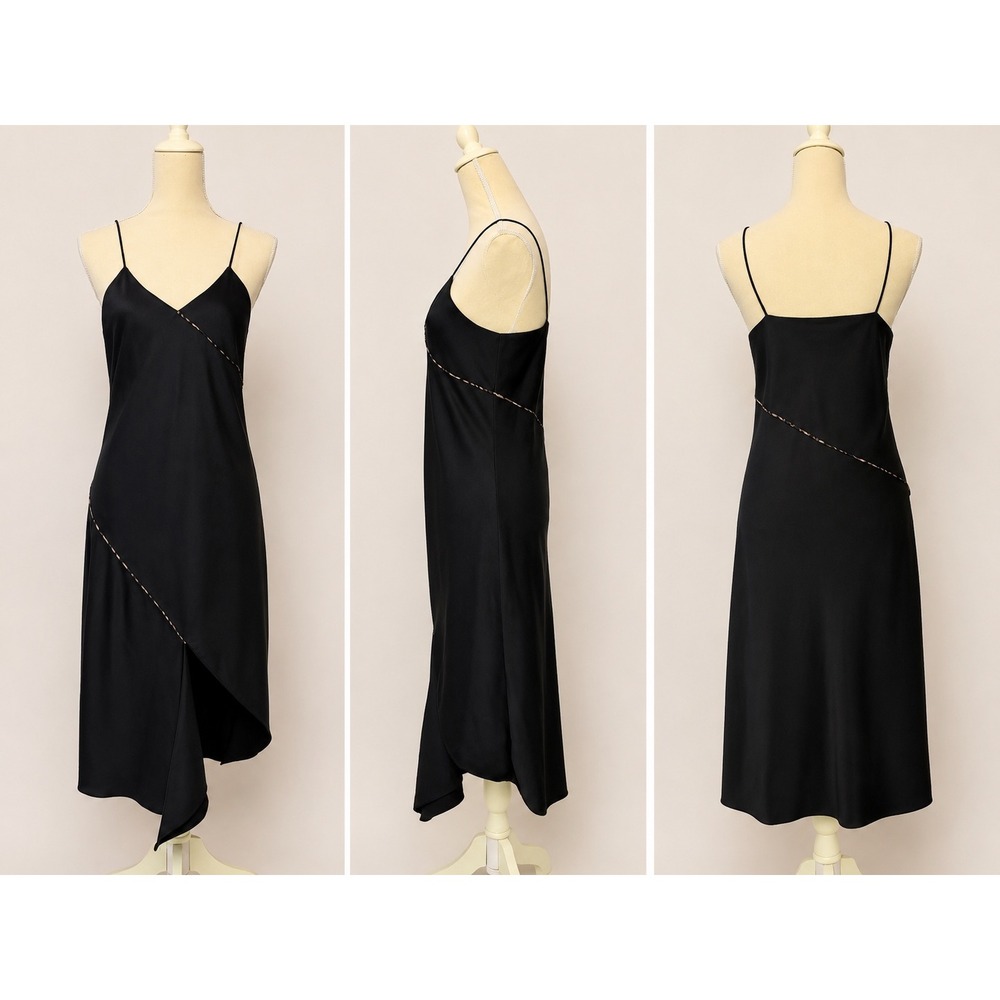 Sam Edelman Leopard Trim Contrast Piping Cami Midi Slip Dress NWT Size 6 - Picture 2 of 8